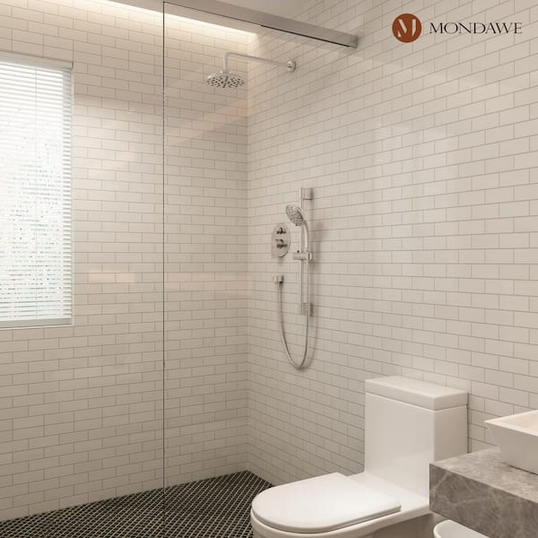 Retro Series 3-Spray Patterns with 1.8 GPM 8 in. Rain Wall Mount Dual Shower Heads with Handheld in Brushed Nickel