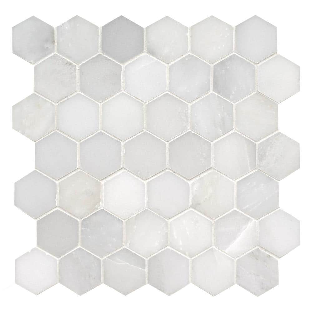 MSI Greecian White Hexagon 12 in. x 11.75 in. x 10 mm Polished Marble Mosaic Tile (9.8 sq. ft. / case) SMOT-GRE-2HEXP - The Home Depot