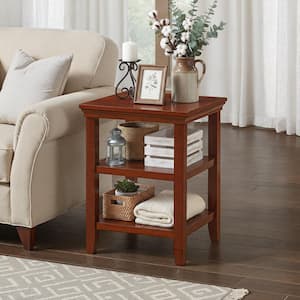 Tribeca 18 in. W Mahogany Square Rubber Wood End Table with Shelves