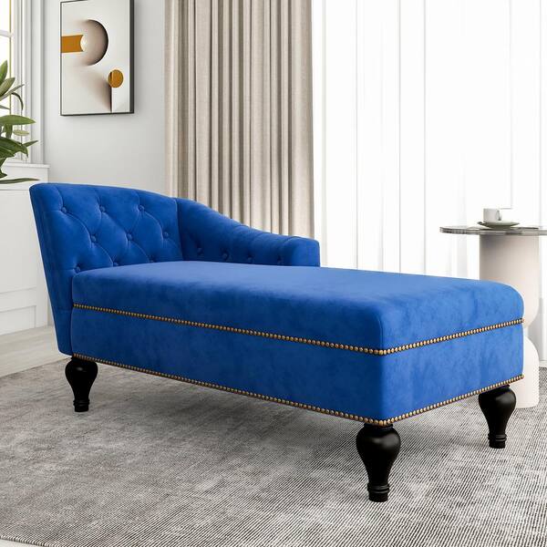 blue tufted chaise