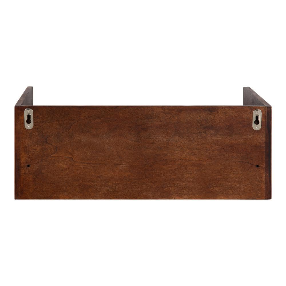 Walnut Brown Floating Shelf Side Table with Drawer
