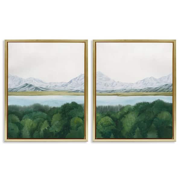 Stupell Industries View Over Mountain Trees by Grace Popp 2 Pieces Gold Floater Frame Nature Graphic Art Print 21 in. x 17 in.