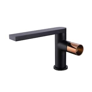 Single Handle Single Hole Bathroom Faucet Brass Modern Sink Vanity Faucets in Matte Black