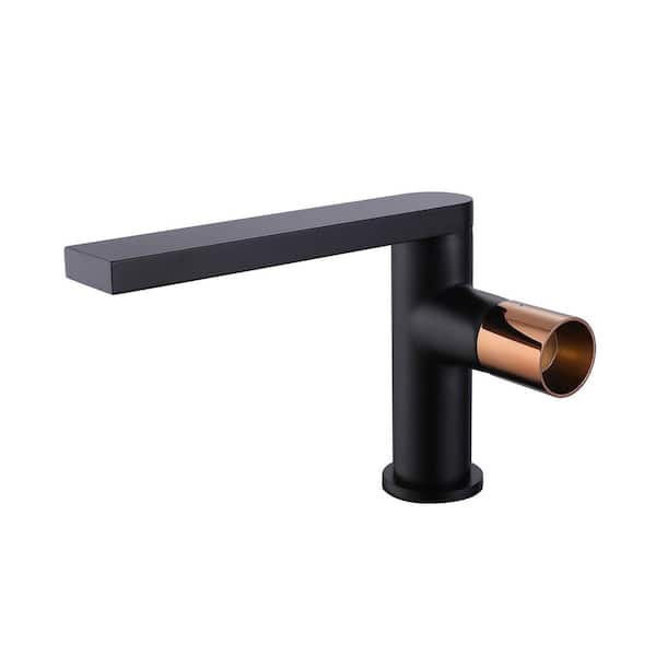 FLG Single Handle Single Hole Bathroom Faucet Brass Modern Sink Vanity Faucets in Matte Black
