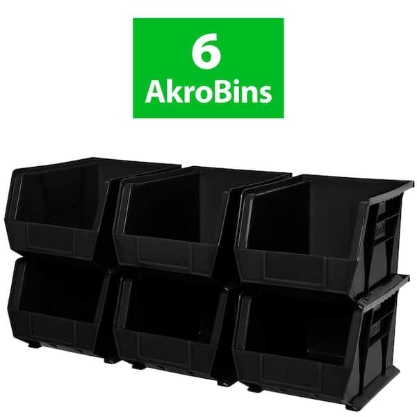 30239 Plastic Storage Bins, 11 in. D x 8 in. W x 7 in. H, Black, 6-pack