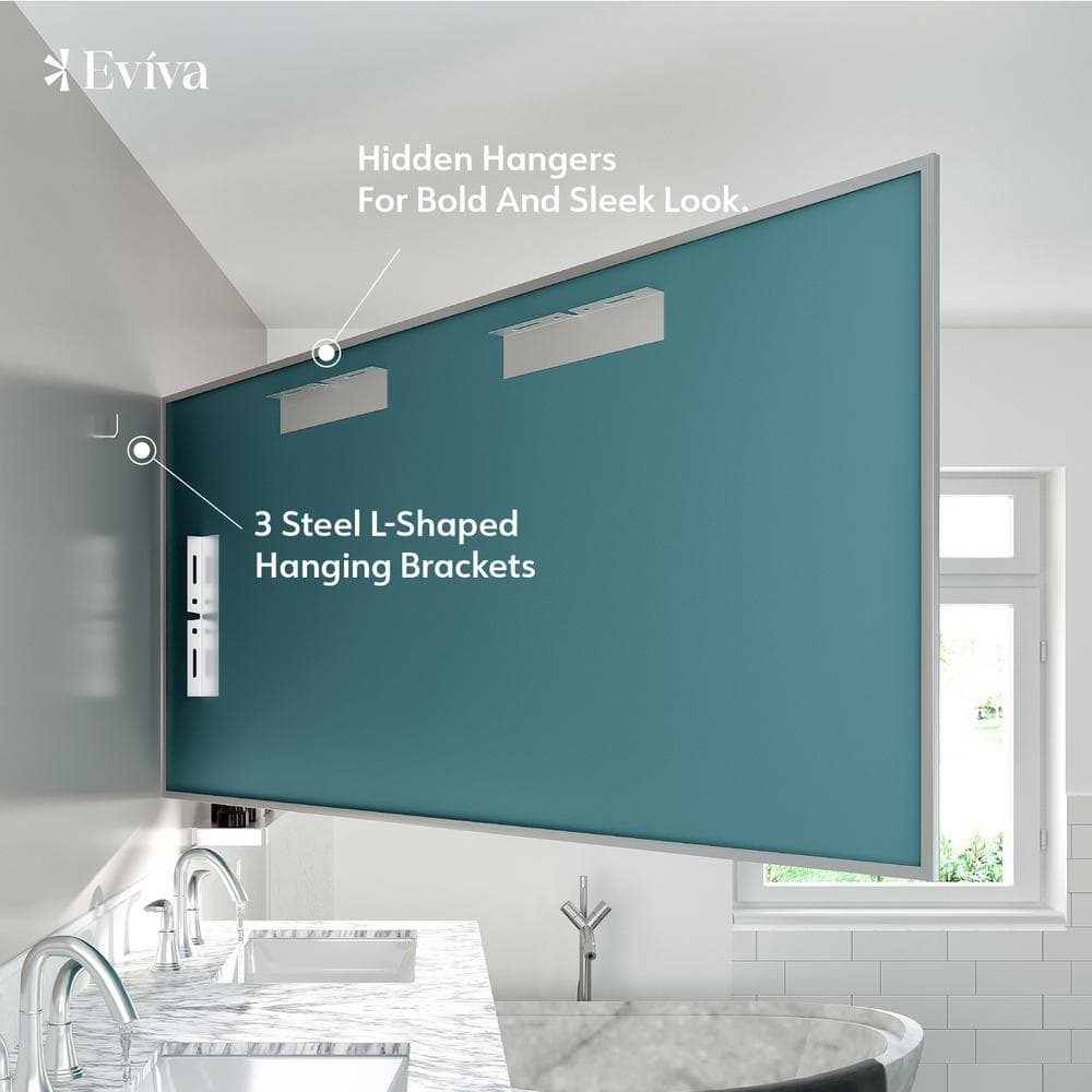 Large Rectangular Chrome Metal Frame Bathroom Vanity Mirror