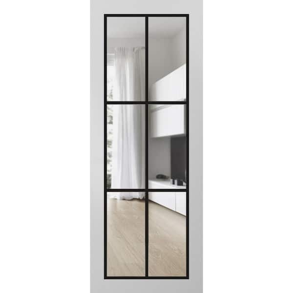 24 in. x 26 in. Solid Wood Clear glass White Interior Door Slab