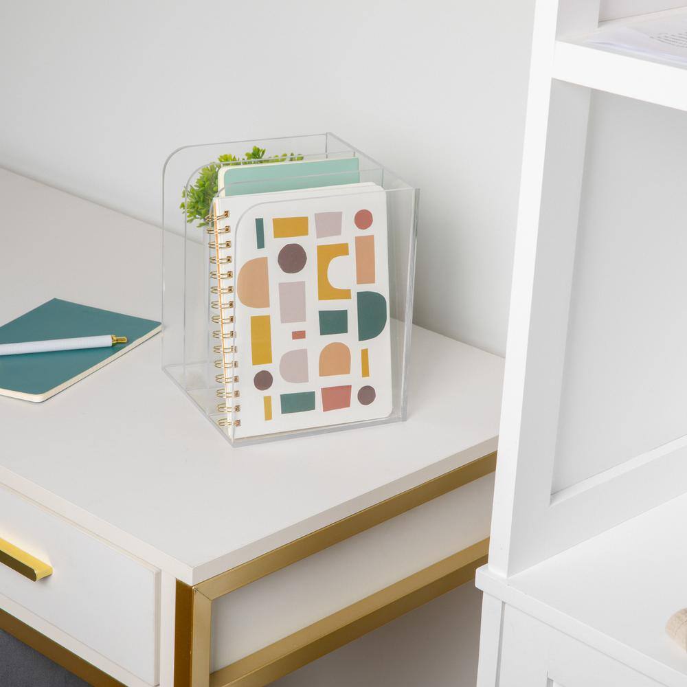 Clear Acrylic 3 Section File Holder with Anti-Slip Feet