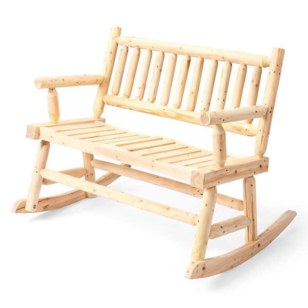 2 Person Rocker Karl home 2-Person Natural Wood Outdoor Rocking Chair K1G56001481 - The ...