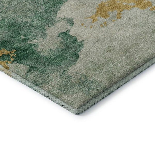Mayfield Premium Machine Washable Abstract AMF1792 Emerald 3 ft. x 5 ft. Area Rug