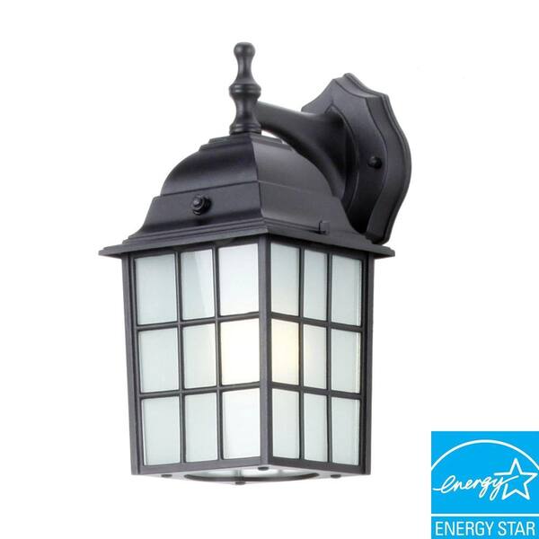 Efficient Lighting Rustic Wall-Mount Outdoor Powder-Coat Black Lantern with Bulbs-DISCONTINUED