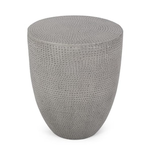 Farrarville Concrete Finish Cylindrical Stone Outdoor Side Table