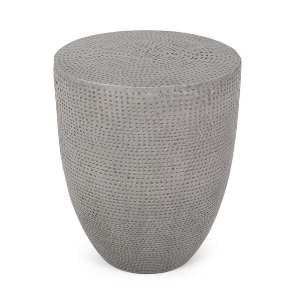 Noble House Farrarville Concrete Finish Cylindrical Stone Outdoor Patio Side Table