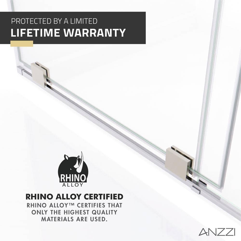 76" Brushed Nickel Semi-Frameless Shower Door with Tsunami Guard