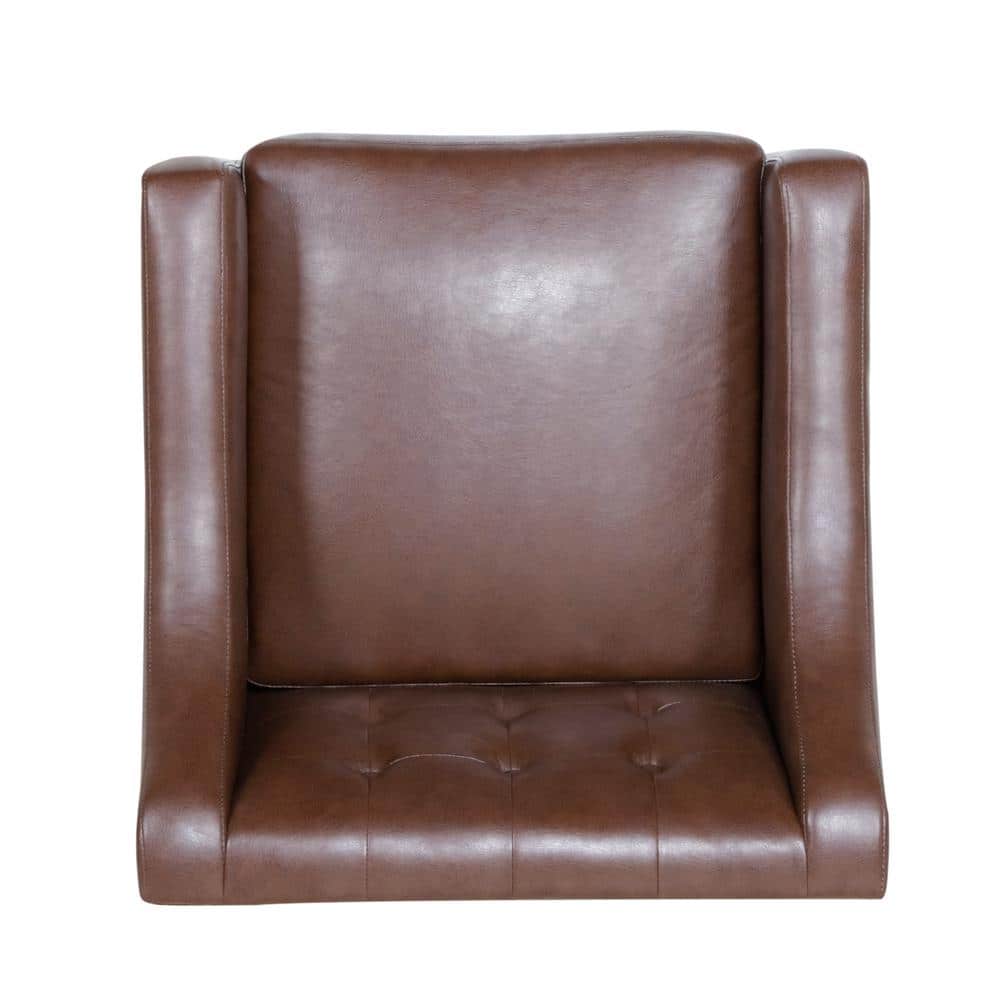 Espresso Elegance Faux Leather Square Arm Side Chair