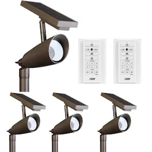 OneSync Landscape 100 Lumens Bronze Solar Integrated LED Outdoor Spotlight w/Dusk-To-Dawn CCT+RGB Wireless Remote 4-Pack