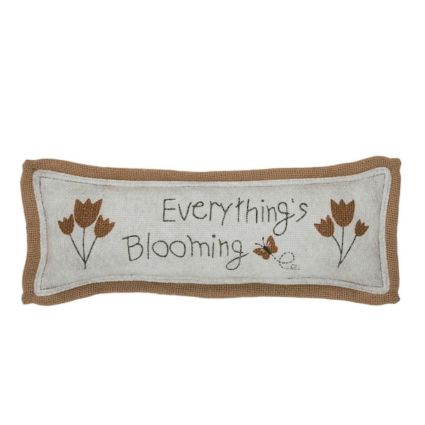 VHC BRANDS Spring In Bloom Tan Mustard Moss Green Everthing's Blooming 5 in. x 15 in. Small Throw Pillow