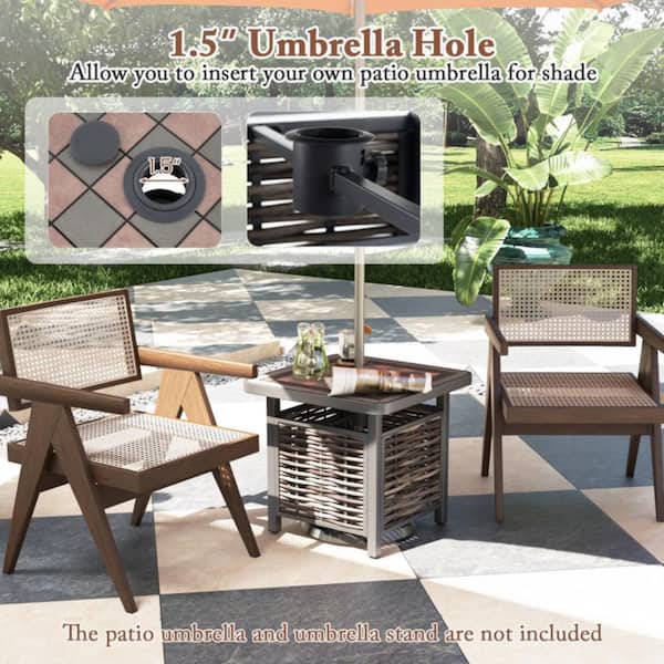bcp wicker patio umbrella stand table Sundale 22" Brown Side Table, This stylish side table is an attractive complement to your outdoor lounge space Outdoor Wicker Patio Side Table