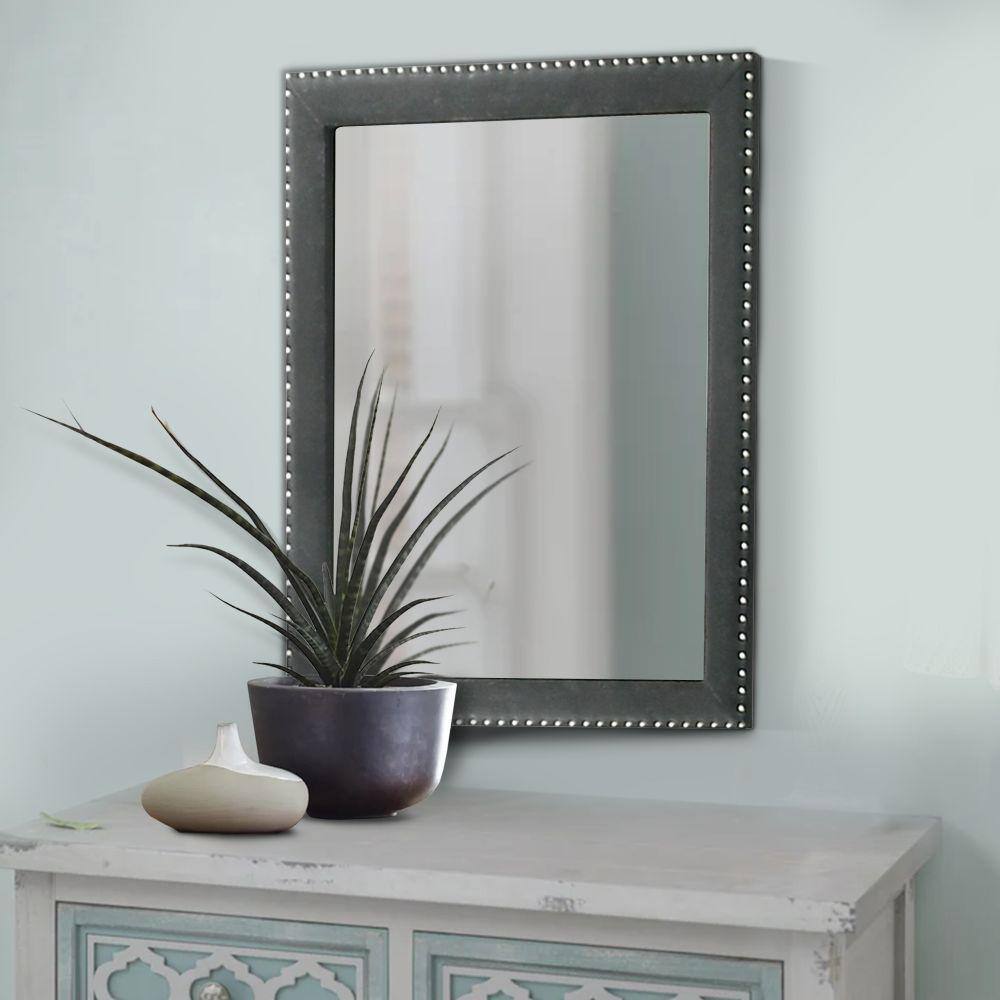 Sophisticated Charm 40" Wood Frame Dresser Mirror with Velvet Trim