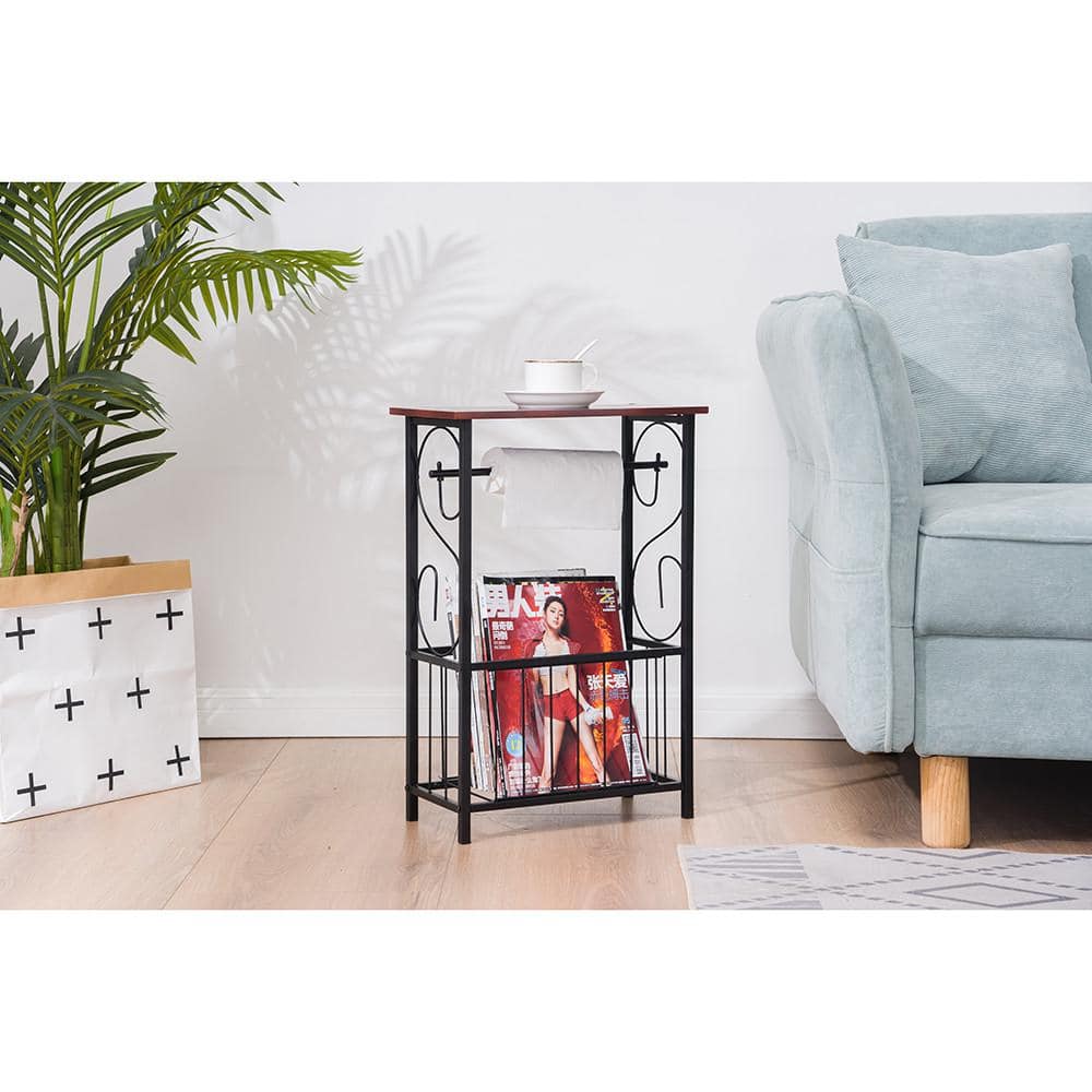 8 in. Rectangle Wood Top Side Table Brown Color - thumbnail 10