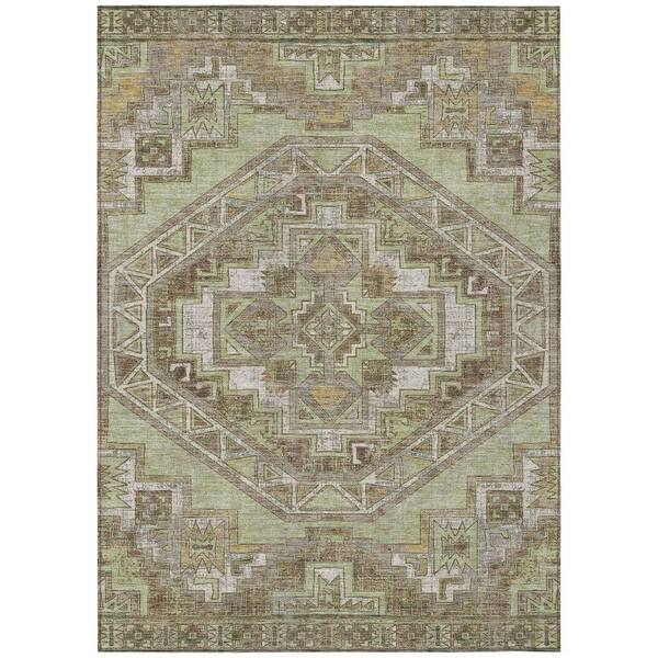 Chantille Machine Washable Indoor/Outdoor Abstract ACN2794 Aloe 5 ft. x 7 ft. 6 in. Area Rug