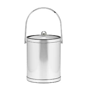 Mylar 5 Qt. Brushed Chrome Ice Bucket with Track Handle and Metal Lid