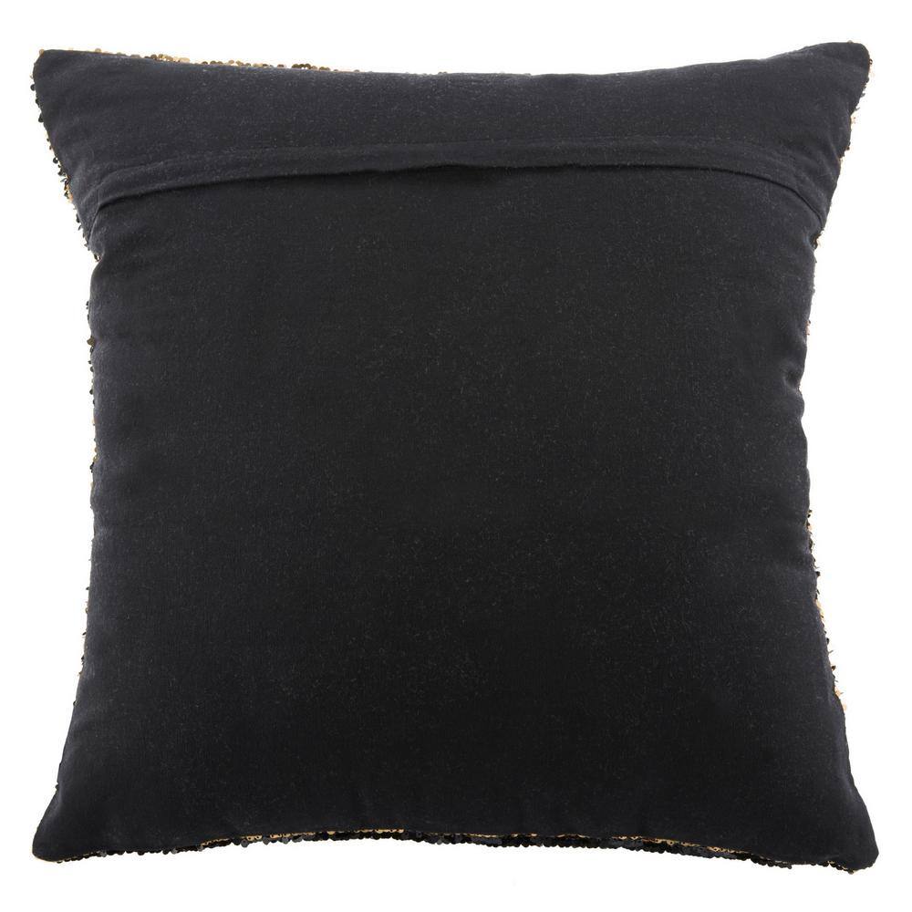 Gold and Black Sequined 18" Square Throw Pillow