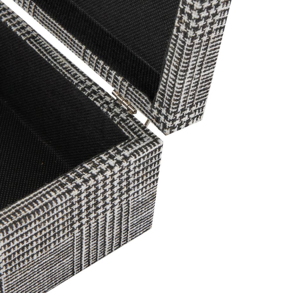 Handmade Black and White Fabric Storage Boxes with Silver Latches, Set of 4