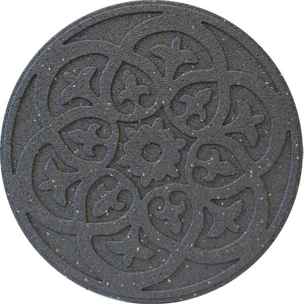 Envirotile Reversible Scroll 18 in. x 18 in. Gray/Black Stepping Stone