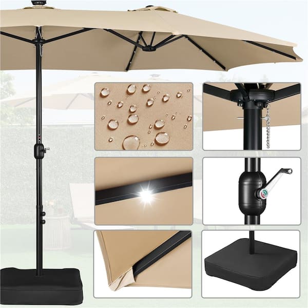 linen triple vent market patio umbrella with base 15 Yaheetech 15FT Double-Sided w/Base 12 Ribs Vented, Sky Blue Enjoy ample shade at your home or business with this 15 commercial grade triple head patio umbrella that provides exceptional coverage PURPLE LEAF 15-ft Aluminum Beige