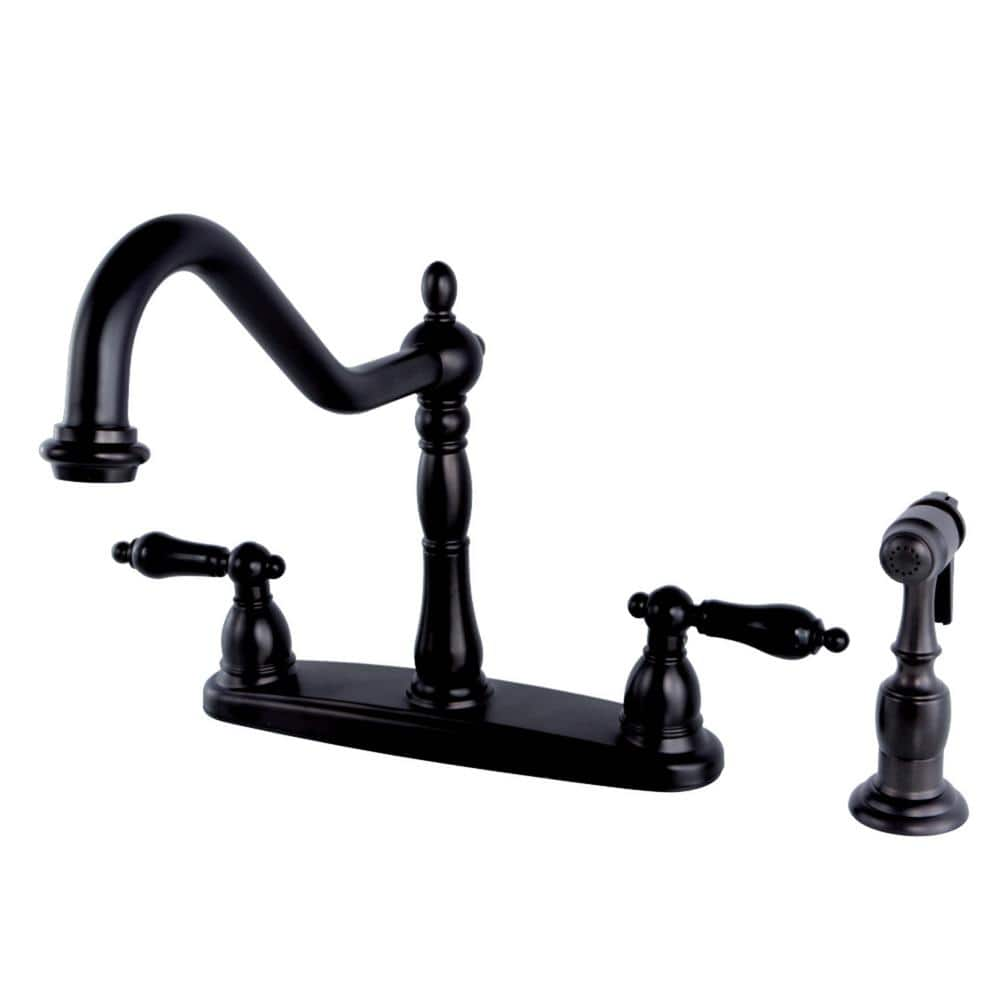 Kingston Brass Duchess 2 Handle Standard Kitchen Faucet With Side   Oil Rubbed Bronze Kingston Brass Standard Kitchen Faucets Hkb1755pklbs 64 1000 