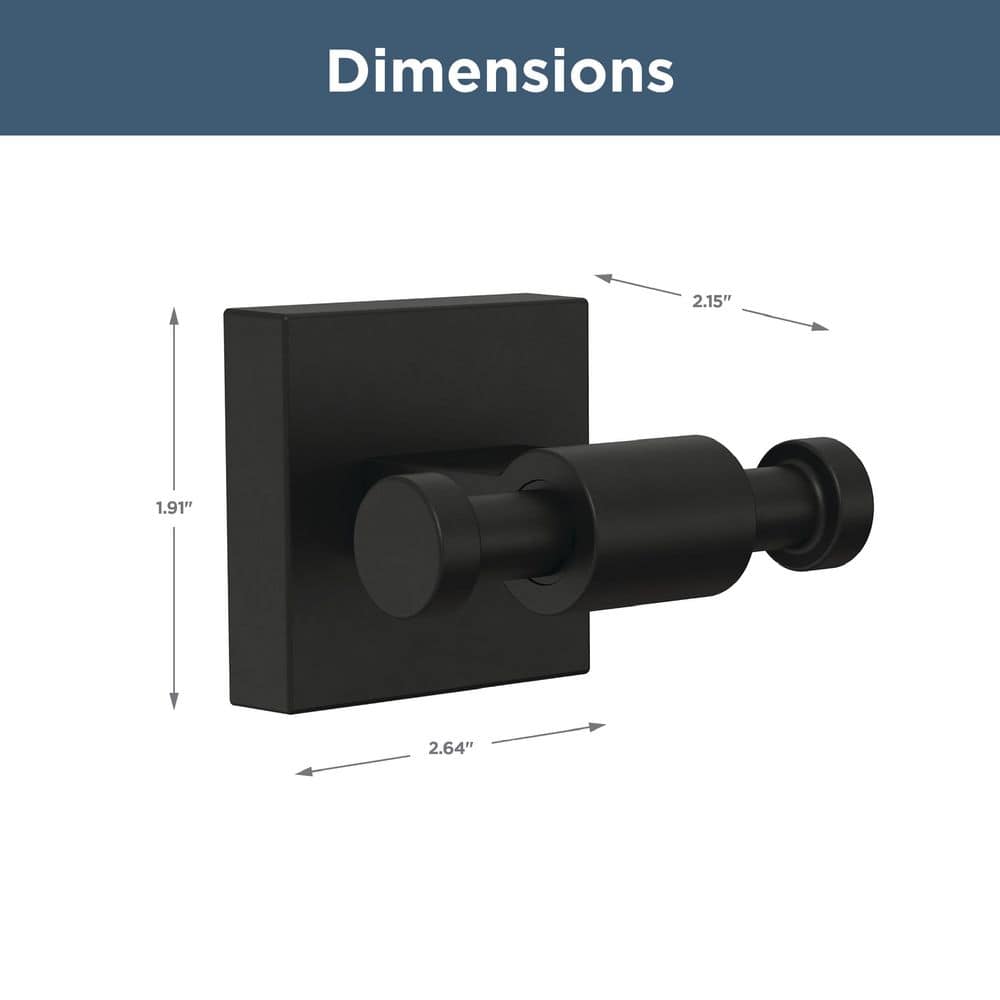 Matte Black Square Wall Mounted Double J-Hook Towel Holder