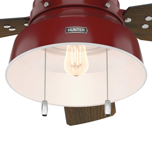 Hunter - Mill Valley 52 in. LED Indoor/Outdoor Low Profile Barn Red Ceiling Fan with Light