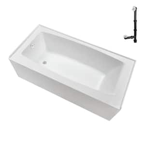 66 in. x 32 in. Soaking Acrylic Alcove Bathtub with Left Drain in Glossy White, External Drain in Glossy White