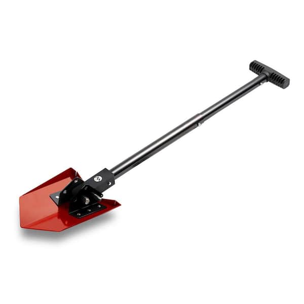 Delta Compact Collapsible Shovel Carbon Steel Blade and 23 in. Aluminum Handle for Camping and Off-Road Use - Racing Red