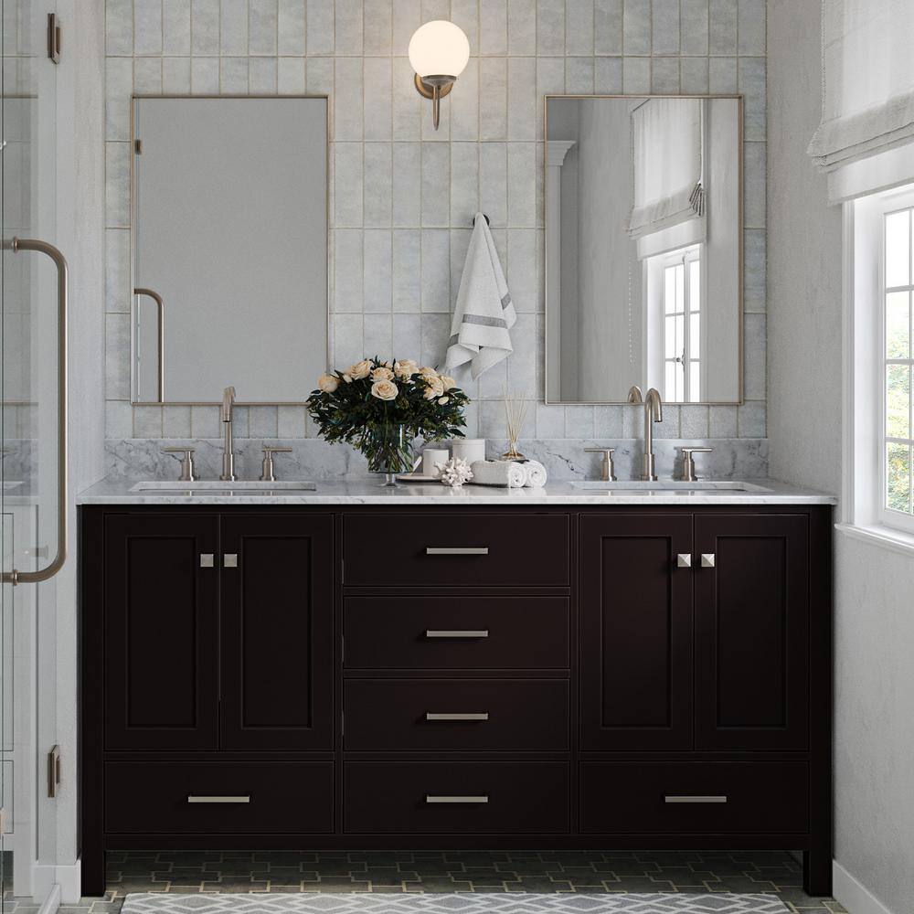 ARIEL Cambridge 67 in. W x 22 in. D x 36 in. H Double Bath Vanity in