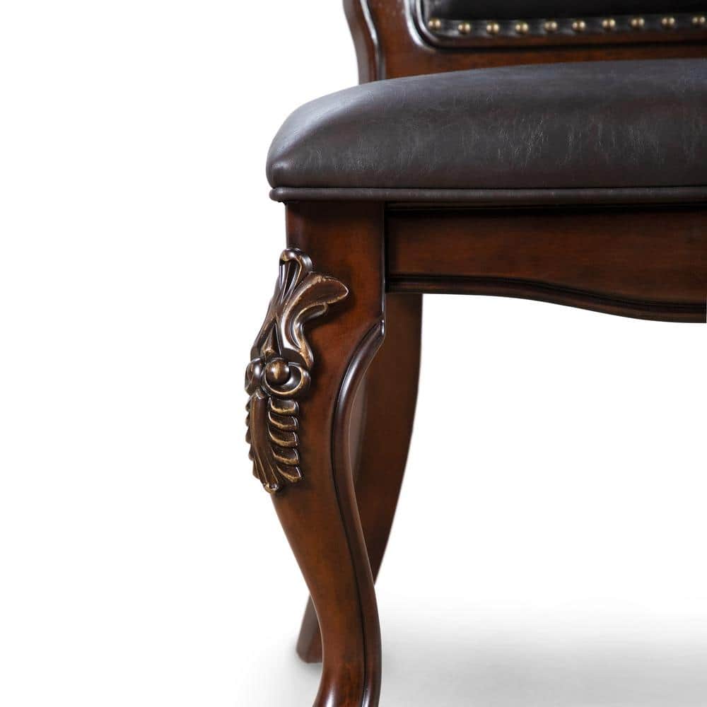 High Back Cherry Faux Leather Upholstered Side Chair
