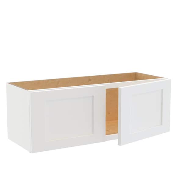 Home Decorators Collection Newport 33 in. W x 12 in. D x 12 in. H Assembled Plywood Wall Bridge Kitchen Cabinet in Pacific White with Soft Close