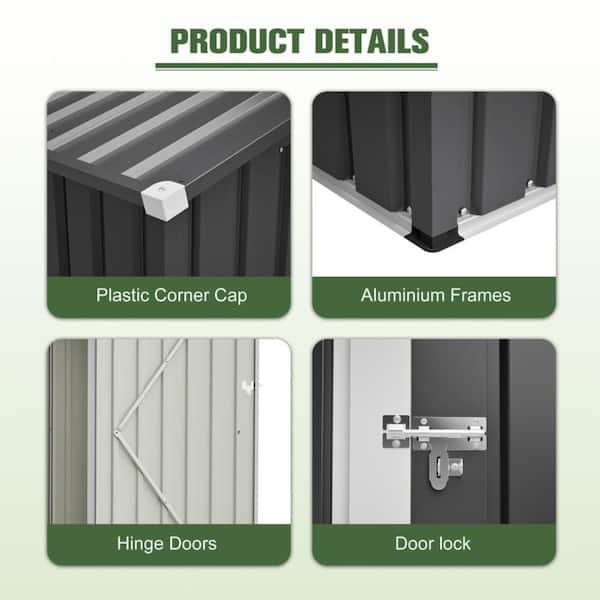 SUNRINX 6.1 ft. L x 4.0 ft. W Metal Outdoor Storage Shed with