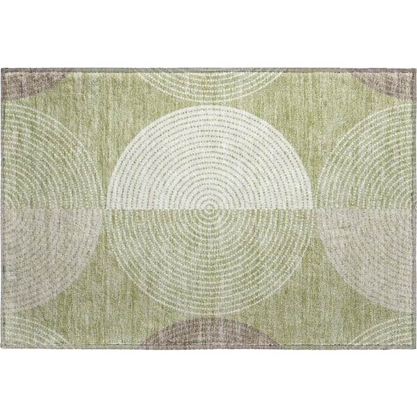Mayfield Premium Machine Washable Abstract AMF2281 Aloe 2 ft. x 3 ft. Accent Rug