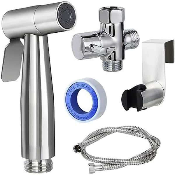 Handheld Bidet Sprayer Attachment for Toilet with Adjustable Pressure Nozzle T-Valve Kit Multi-Use Hygiene Set