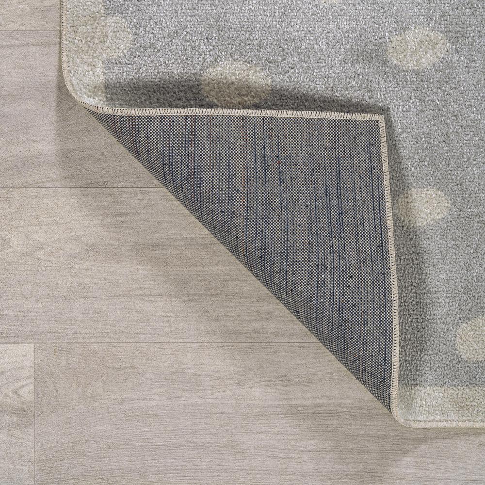 Gray Abstract Rainbow 8' x 10' Washable Kids Rug