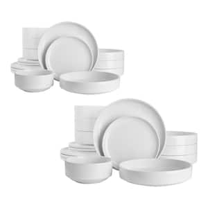 Chastain 32-Piece Solid Stoneware Dinnerware Set in Gloss White (Service for 8)