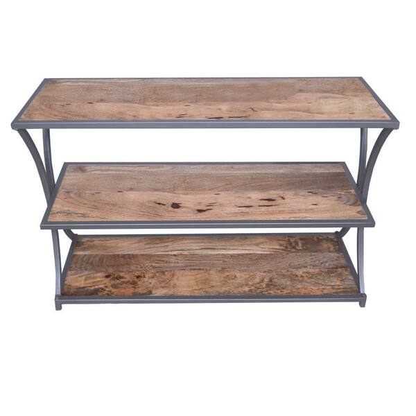 The Urban Port 45 in. Brown Standard Rectangle Wood Console Table with Mango Wood Shelves