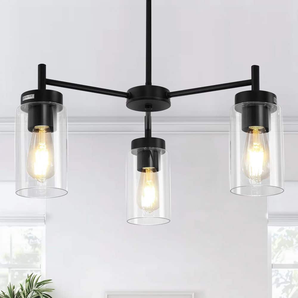 ダークネス&ライト Briignite Modern 3-Light Pendant Chandelier with Clear Glass