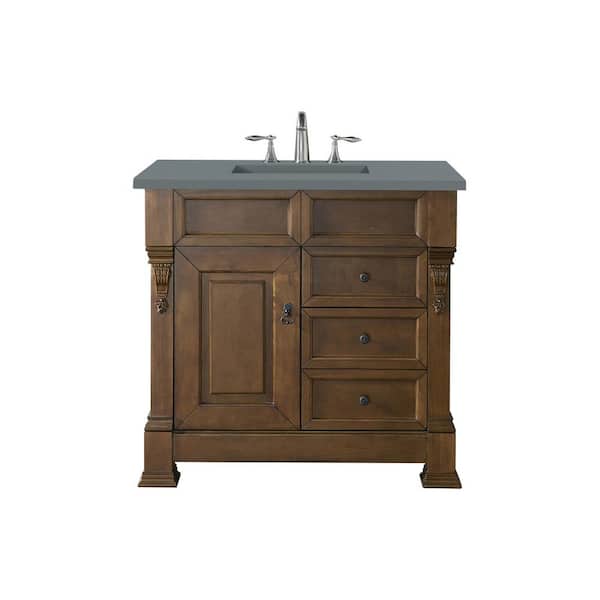 James Martin Vanities Brookfield 36 in. W x 23.5 in. D x 34.3 in. H Bathroom Vanity in Country Oak with Cala Blue Quartz Top