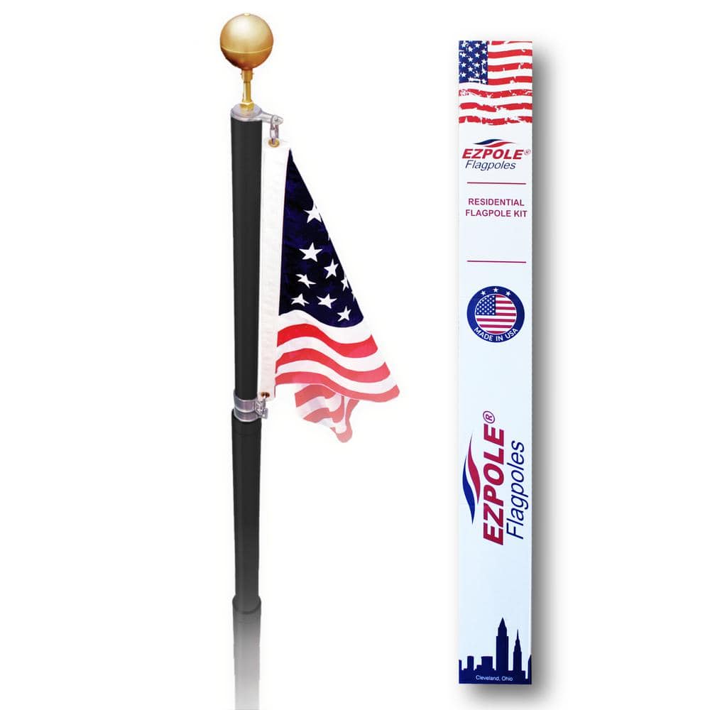 21 ft Bronze Telescopic Flagpole Kit with American Flag