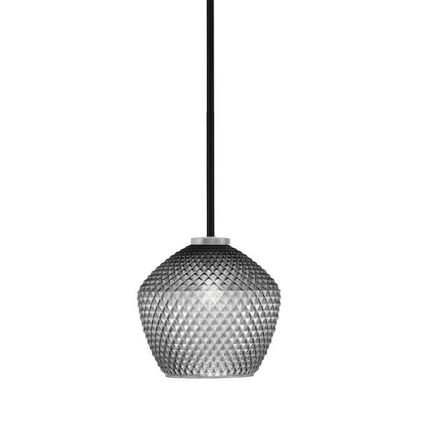 Elonia 100-Watt 1 Light Matte Black & Graphite Stem Mini Pendant Light ...