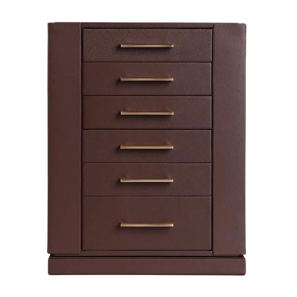Afoxsos 11.3 in. Dark Brown Rectangle Wood Jewelry Box