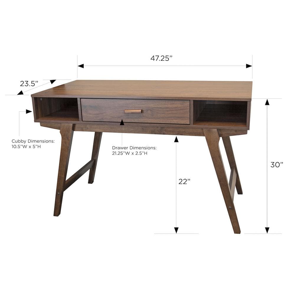 Mid Century Danish Walnut Wood Desk with Drawer
